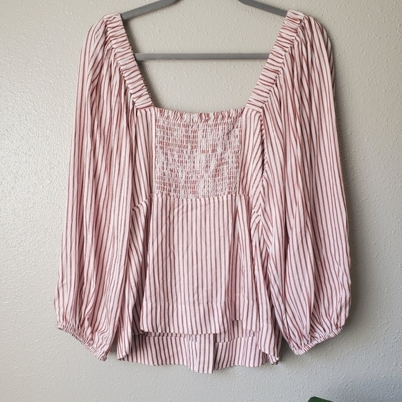 Cabi Carnival Striped Button Front Square Neck Puff Sleeve Blouse Womens S - Picture 4 of 11